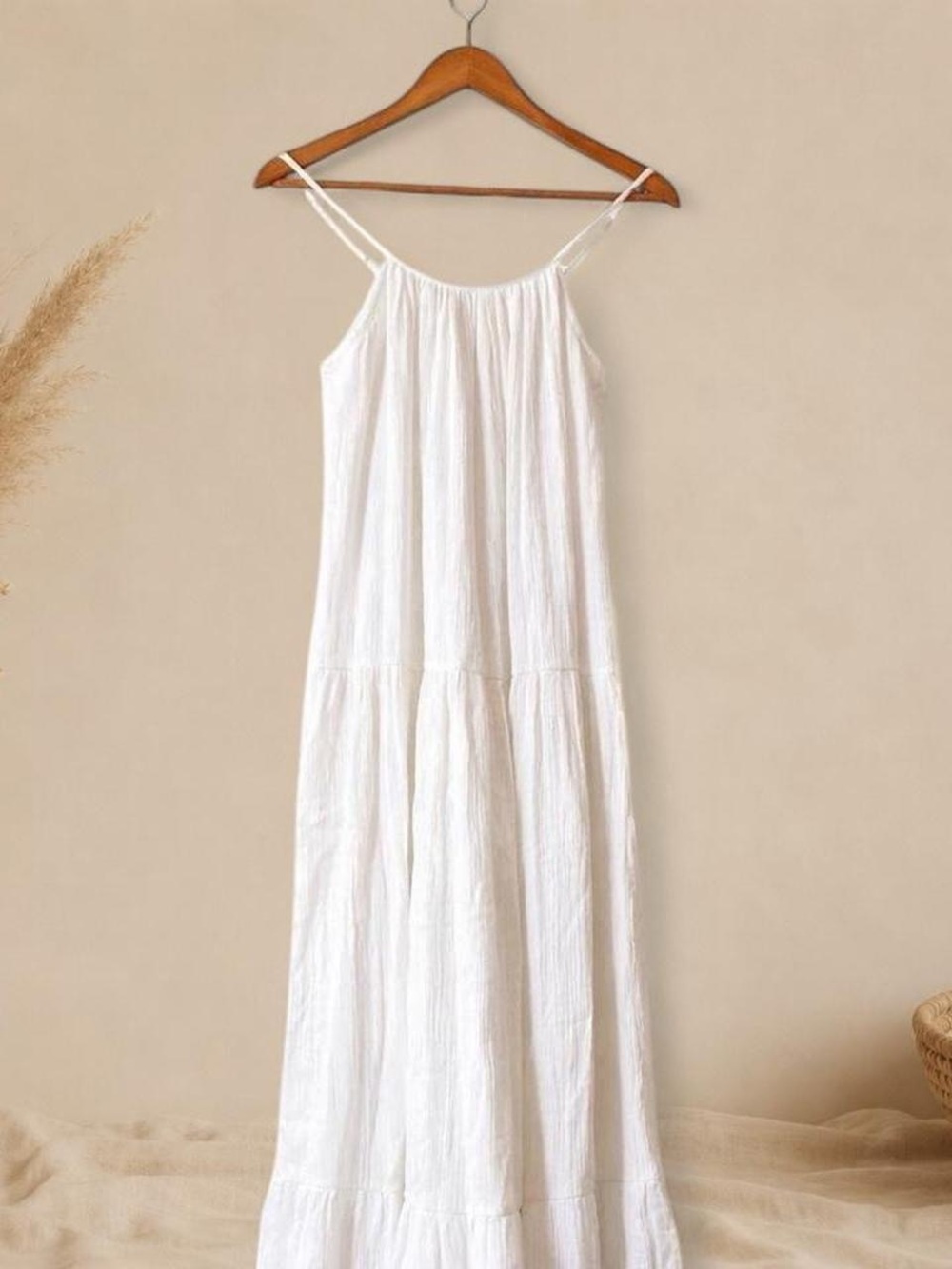 PQ Swim White Tiered Spaghetti-Strap Maxi Dress